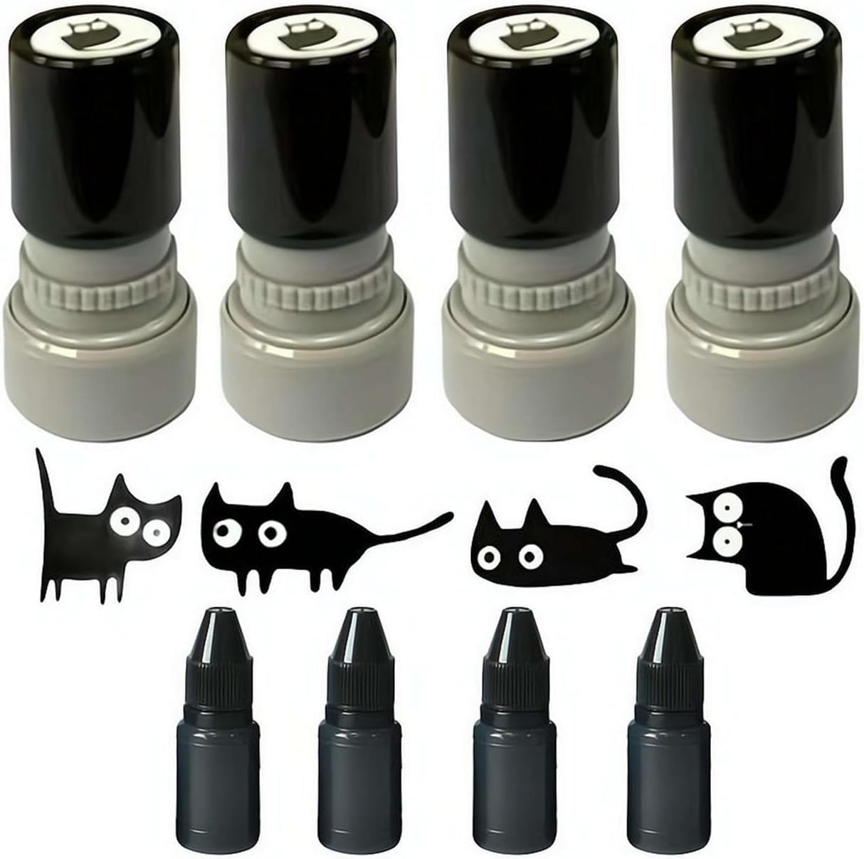 Vintage Cat Pattern Craft Stamp, Reusable Pet Cartoon Craft Stamps, Cute Black Cat Kitten Stamp for Scrapbooking Journal Diary Card DIY Letter