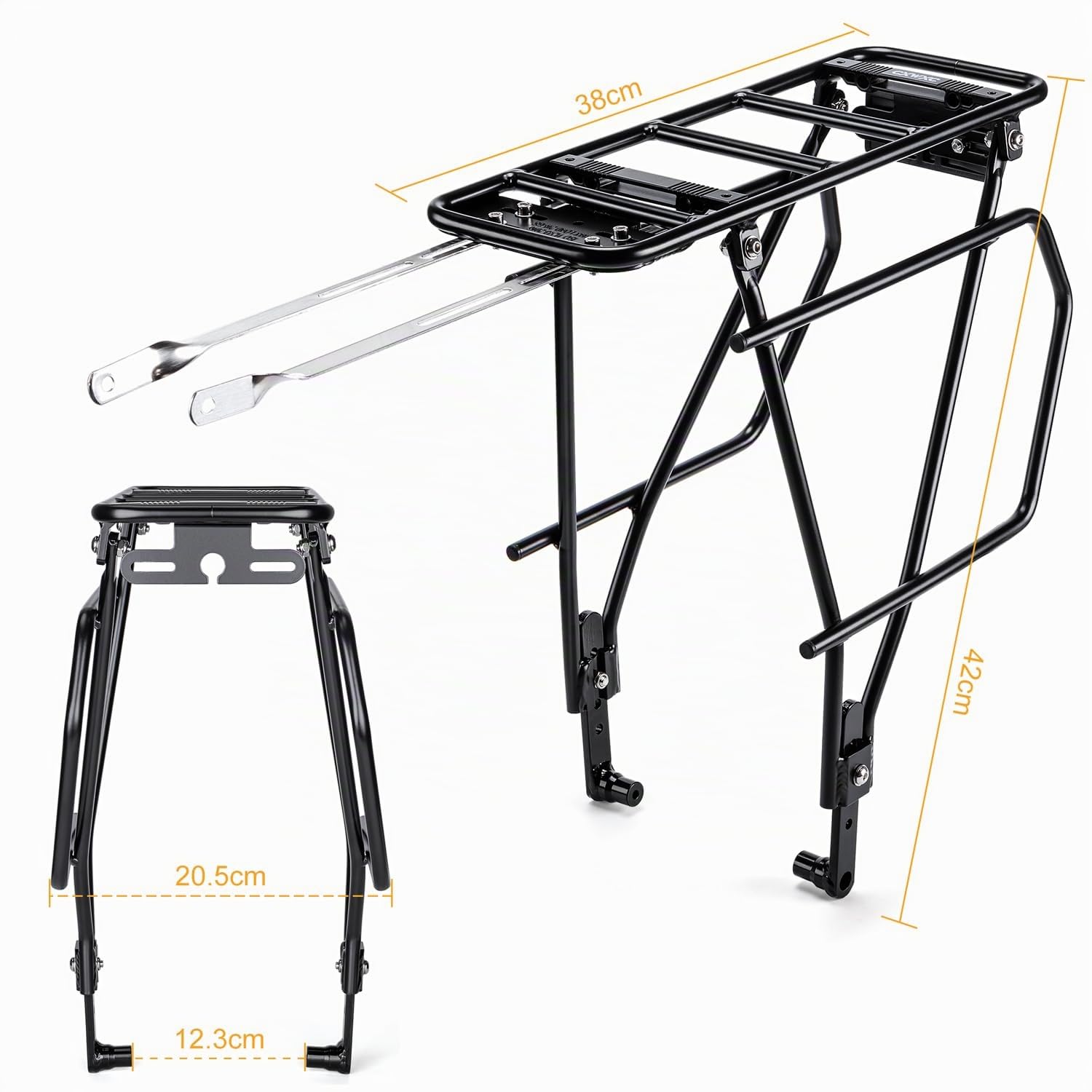 Fahrrad Gepäckträger mit Hinten Fahrradkorb und Reflektor für 26-29 Zoll Reifen Fahrradgepäckträgerhinten für Scheibenbremse/Nicht-Scheibenbremse Belastbar bis 27KG