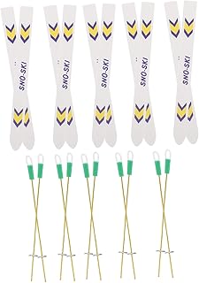 BESPORTBLE 5Set Miniature Wooden Skis with Poles for Dollhouse Christmas Decorations Dollhouse Holiday Accessories for Realistic Winter Sports Scenes and Festive Miniature Collectibles