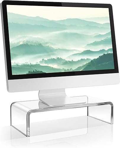 Elavain Soporte de monitor de acrílico transparente resistente para el hogar u oficina gran elevador de monitor para escritorio de oficina soporte