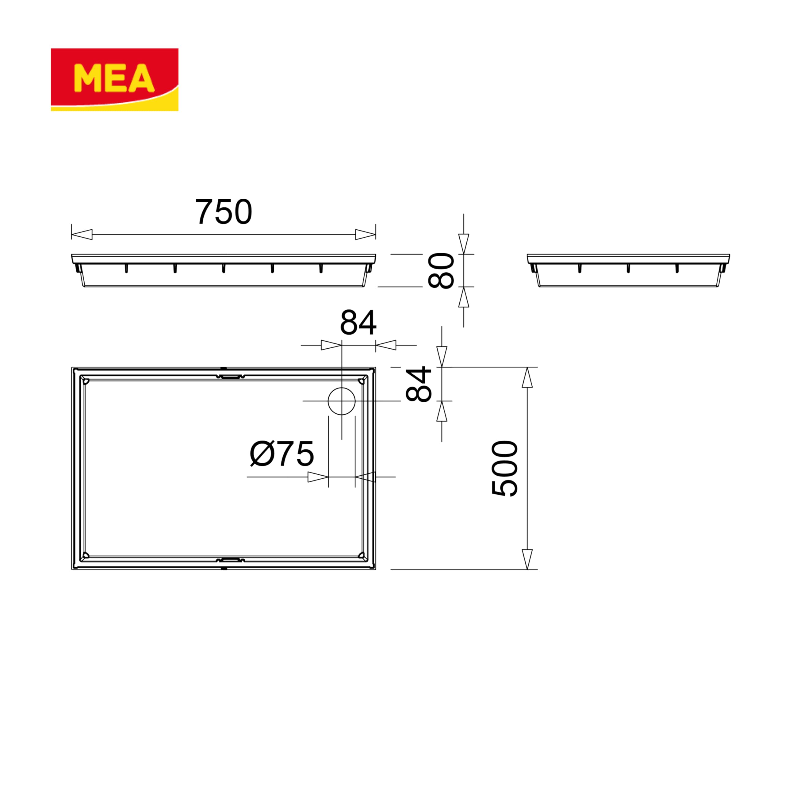 MEA SMC Einbau-Fußmatte, 75 x 50 x 8 cm, mit Metallgitter – für Eingangsbereiche von Gebäuden – strapazierfähig und pflegeleicht