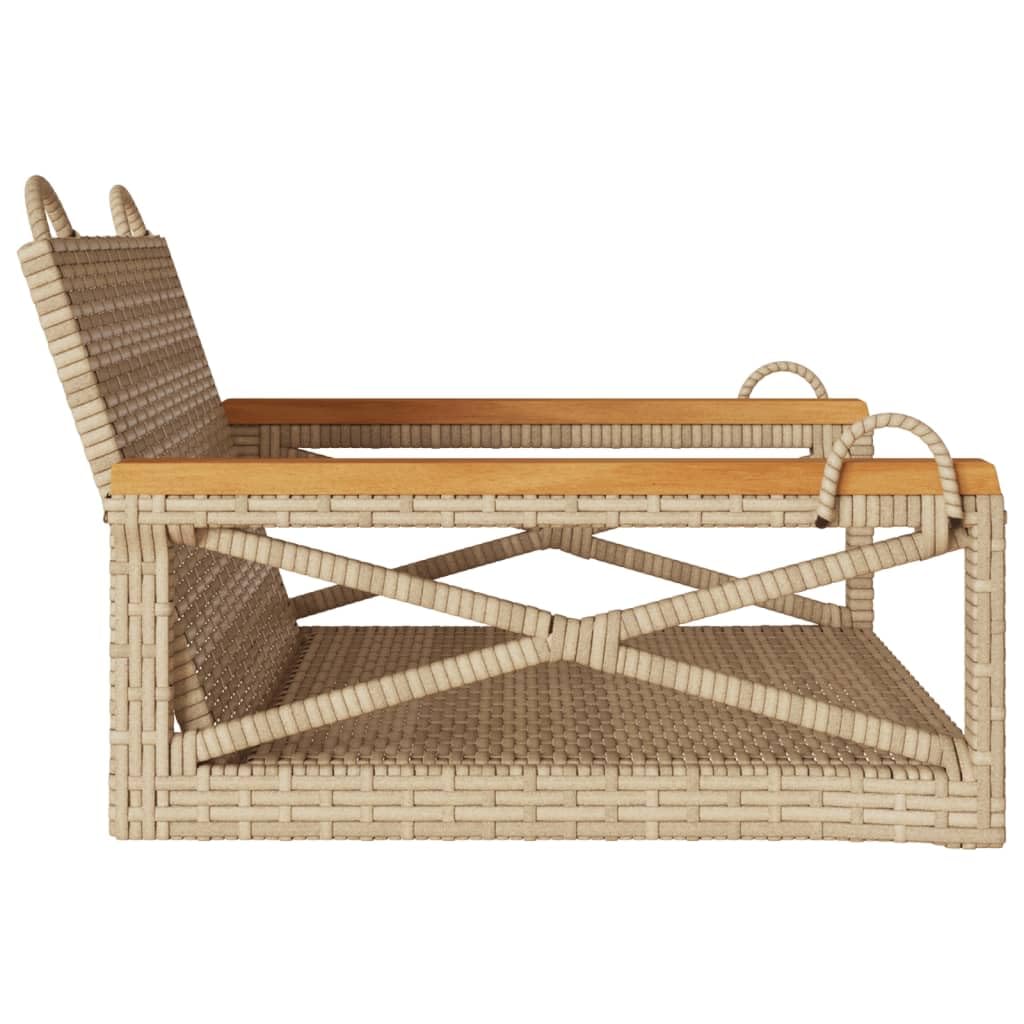 ZEYUAN Banco Columpio de ratán sintético Beige 63x62x40 cm, Columpio Jardin Exterior, Balancin Jardin Exterior, Muebles Jardin Exterior, Balancin Balcon - 368172