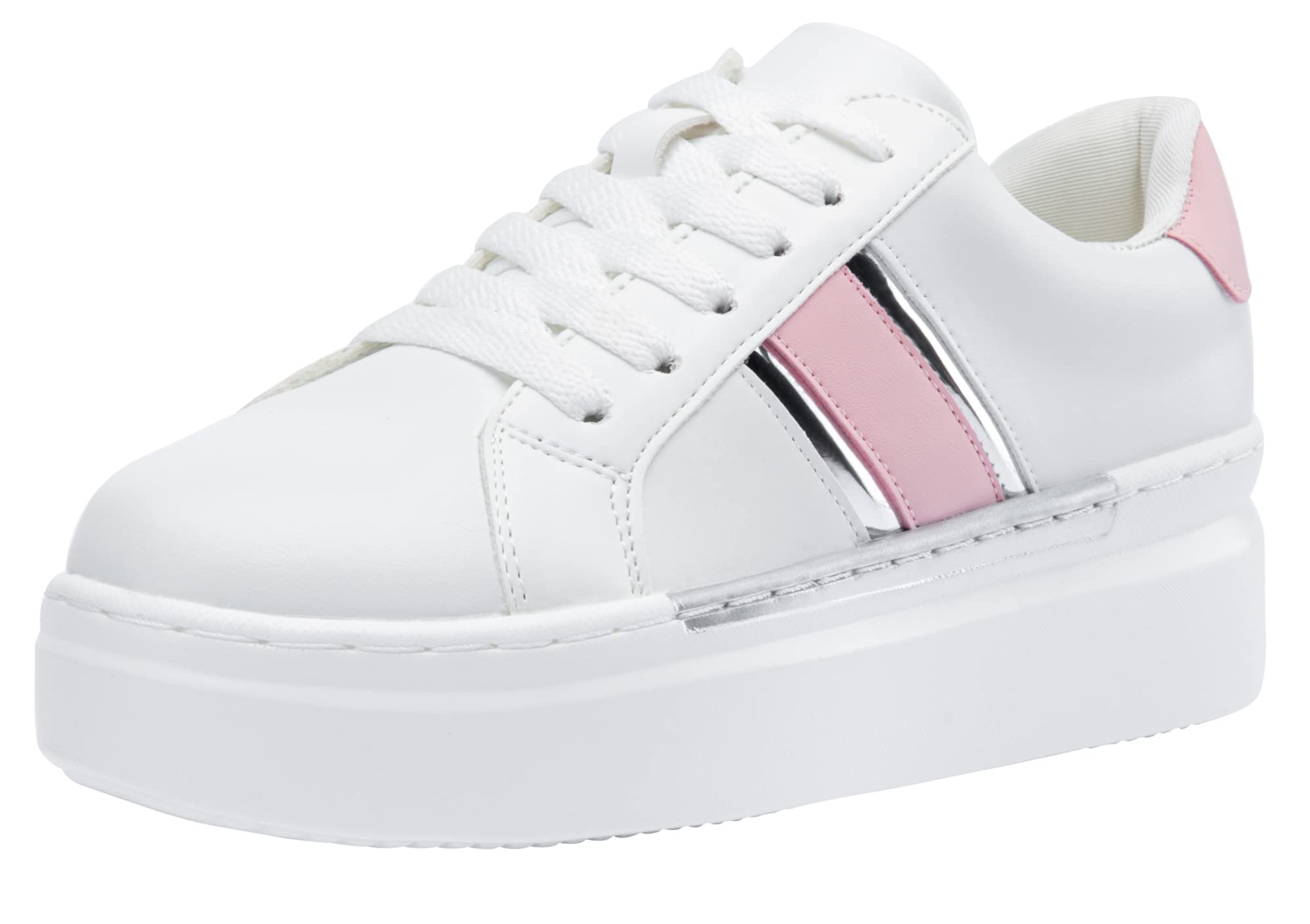 Jeossy Women's Platform Chunky White Casual Sneakers, Comfort 8028 Trendy Sneakers So Light Weight