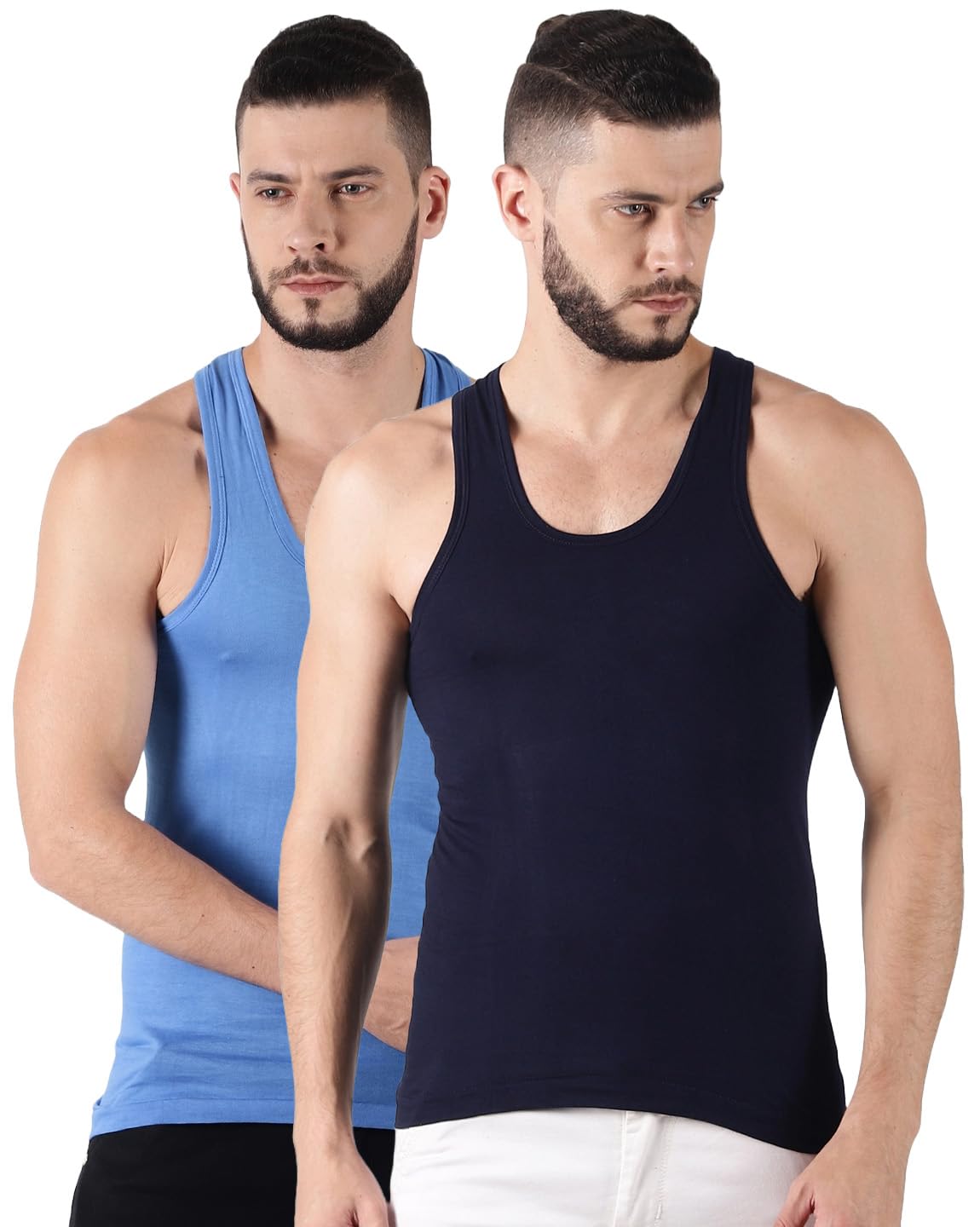 Lehar Combed Cotton Men's Pack of 2 Multicolour Vest-image-12