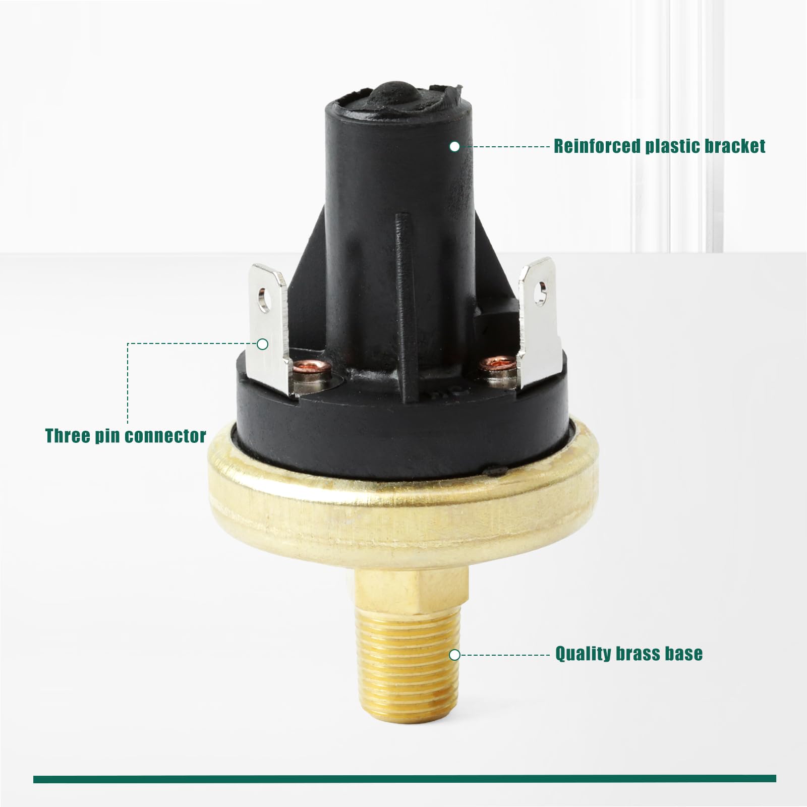 YUXIVCNE Pressostat réglable de rechange 20 psi ± 3 psi pour applications sous vide d'eau, d'huile, paramètres industriels, contrôle de pression étendu, gamme 12-28 psi, 1/8 NPT et taille 1/4