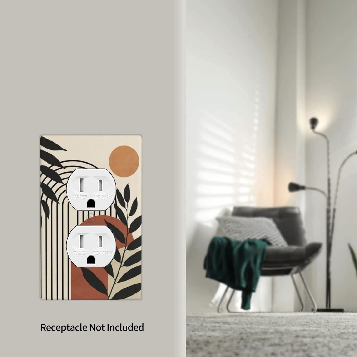 Abstract Mid Century Single Duplex Light Switch Plate Cover Decor Outlet Wall Plate Cover For Home Bedroom Kitchen Decorative 4.5 * 2.76 Inches Standard Size