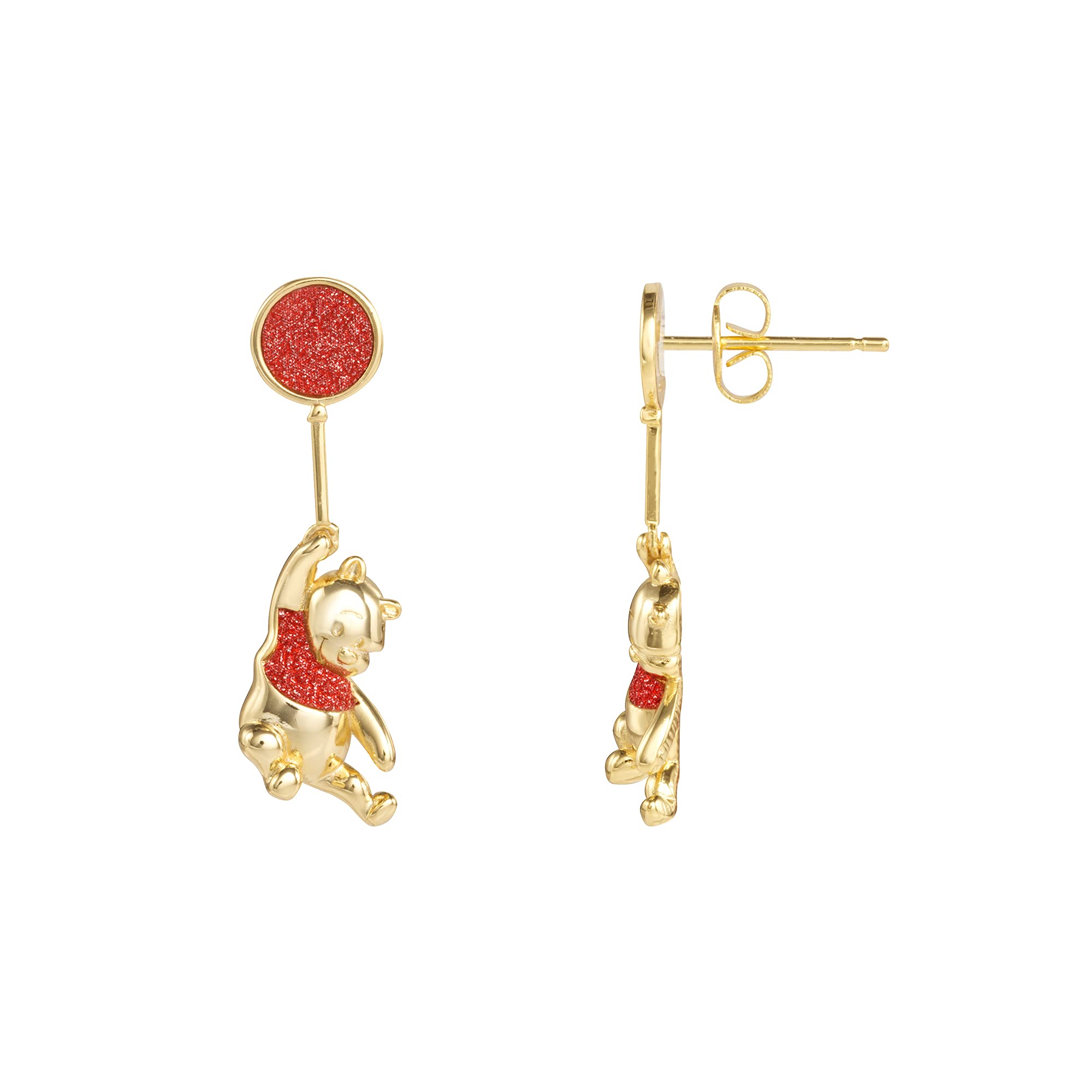 Classics Winnie the Pooh Yellow Gold Plated Swinging Balloon Stud Earrings, Official License