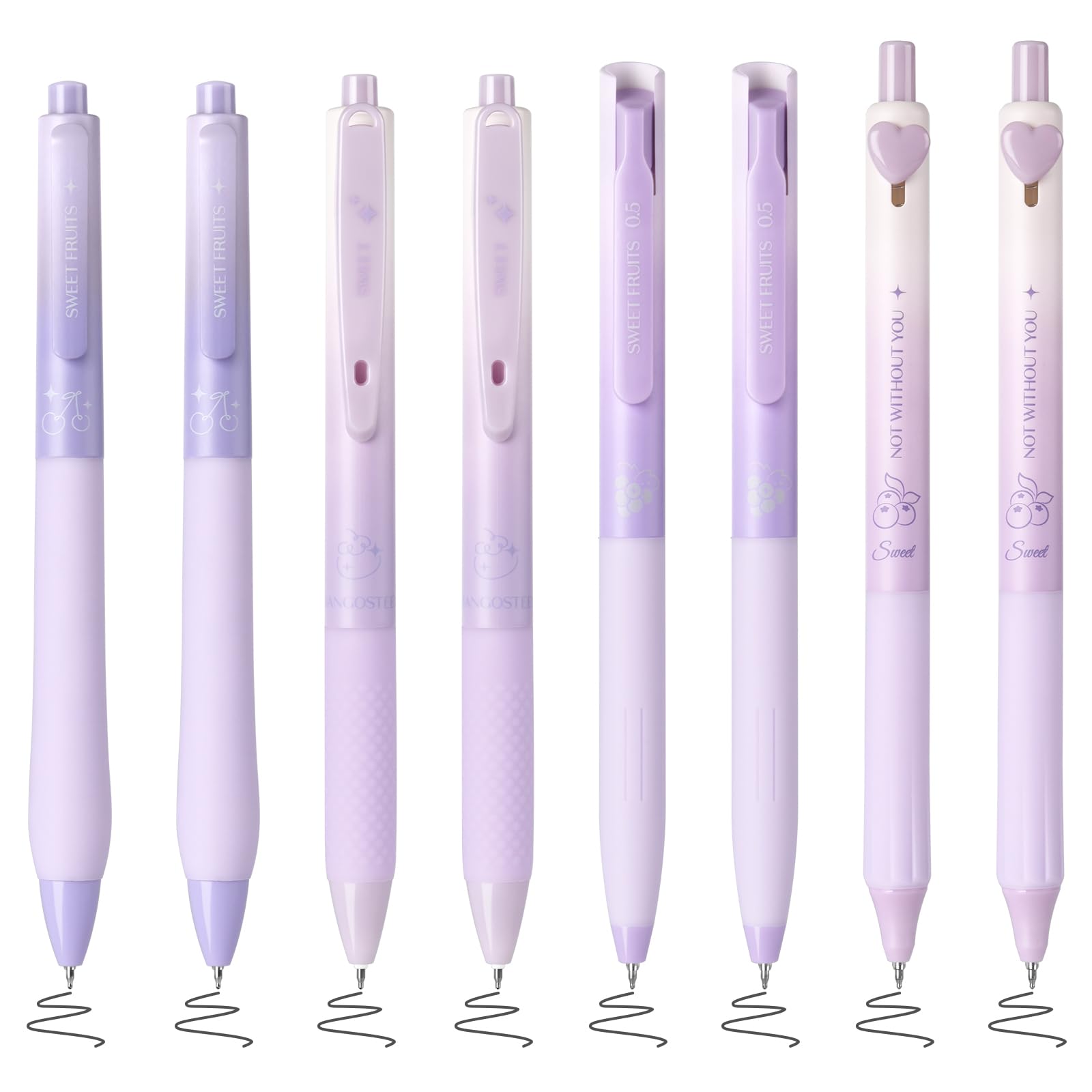 BAYTORY 12 Penne Gel Retrattili – Inchiostro Nero, Punta 0.5mm Fine, Asciugatura Rapida, Design Pastello