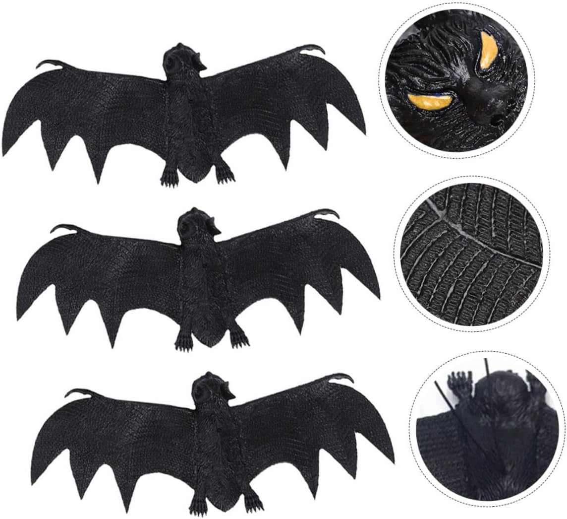 3pcs Vivid Simulated Bat Pendants Halloween Bat Decorations Hanging Door Hangings Creative Photo Props for Halloween Party Indoor Outdoor Scene Layout