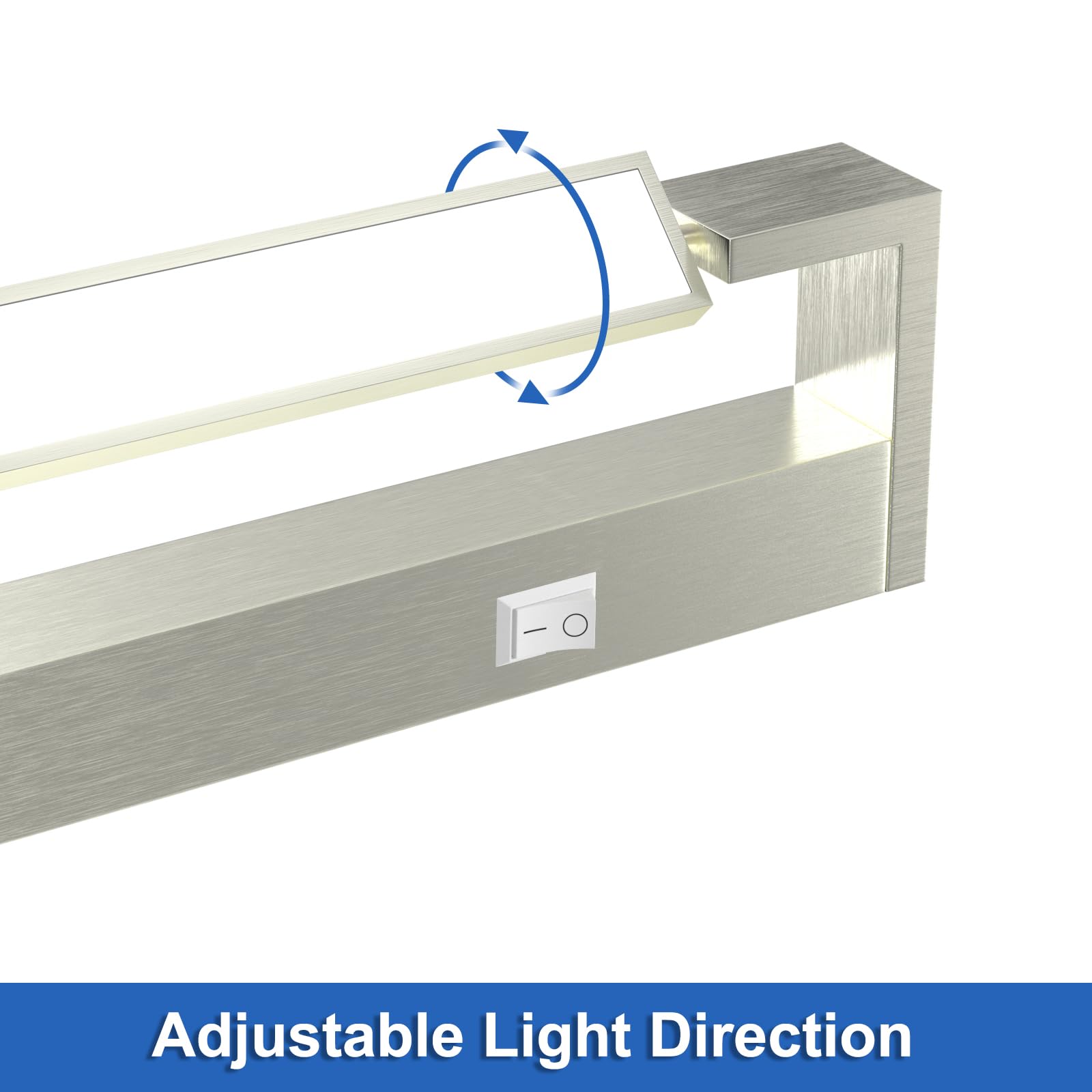 LED Spiegelleuchte Bad, 42CM Spiegellampe Mit Schalter 18W 5000K Neutralweiß Badezimmer Lampe IP44 Wasserdicht Schminklicht, Drehbare Spiegellampe