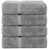 Chakir Turkish Linens Turkish Cotton Luxury Hotel & Spa Bath Towel, Bath Towel - Set of 4, Gray