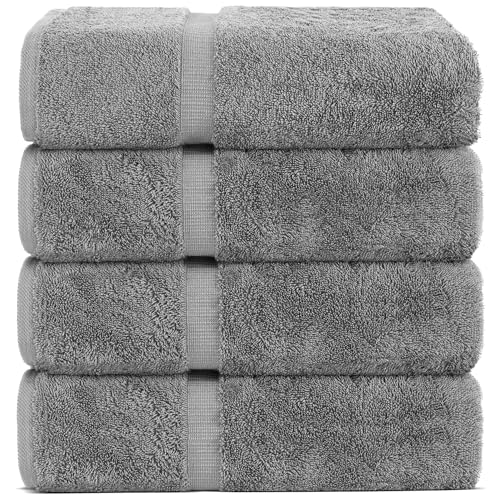 Chakir Turkish Linens Premium Cotton Absorbent Turkish Towels (Bath Towel - Set of 4, Gray)