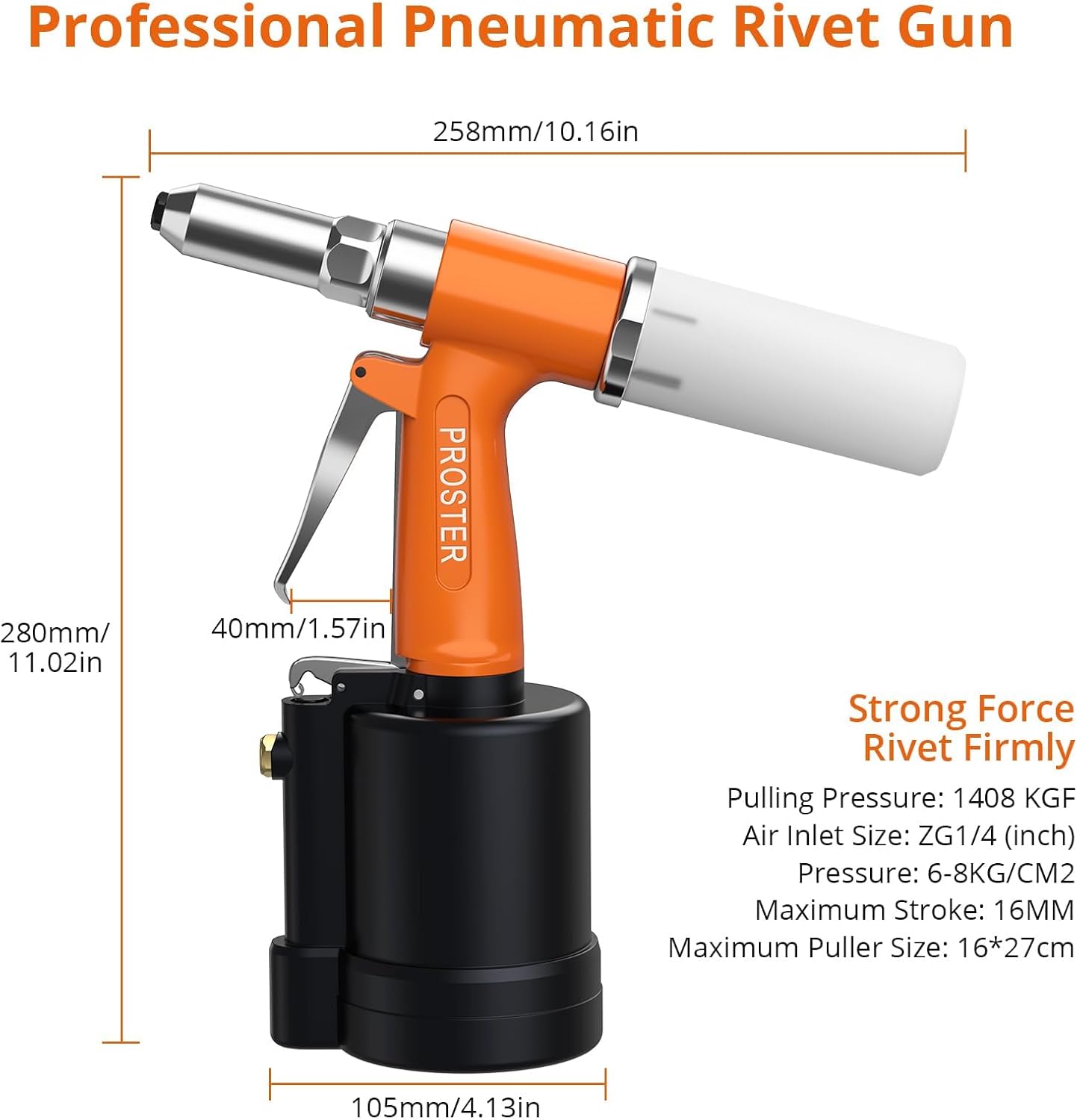 Proster Pneumatic Duty Air Hydraulic Riveter 2.4-4.8mm 3/16" 3/32" 1/8" 5/32" Capacity Pop Riveter Rivet Gun 500PCS Rivet