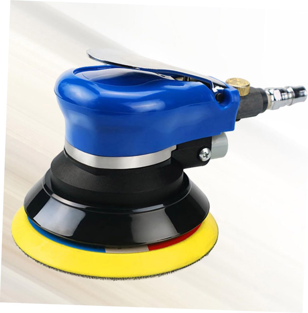 5-Inch Pneumatic Car Polishing Machine with Wrench Automotive Wax Polisher Tool Dry Sanding Compatible with Surfaces Blue