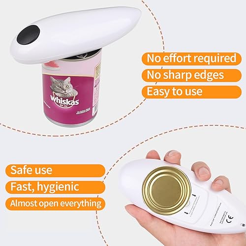 Miniatura 5 de Ancocs Abrelatas eléctrico, abre tus latas con un simple pulsador de botón, sin borde afilado, apto para alimentos y funciona con pilas, regalos de