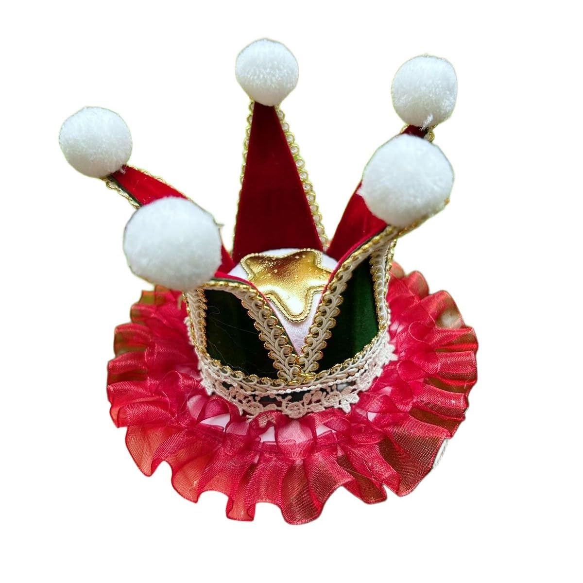 BPURB Women Lolita Circus Clown Hat Jester Mini Top Hat Halloween Costume Headband for Carnival Cosplay Party