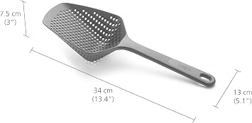 Joseph Joseph Scoop Plus Colander, Spoon Drainer/Strainer, Scoop, Drain and Serve, heat resistant up to 200C (392F), Dishwasher safe, Large, Black