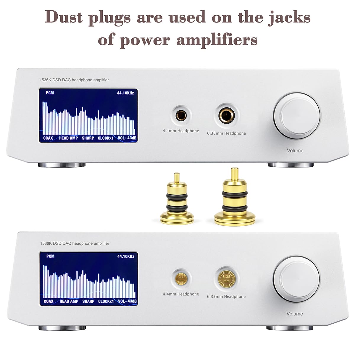 Bouchons anti-poussière jack audio 4,4 mm 3,5 mm, double anneau d'étanchéité en silicone, compatible avec les lecteurs MP3 MP4 dotés de ports de 3,5 mm/4,4 mm, amplificateur DAC, amplificateur de