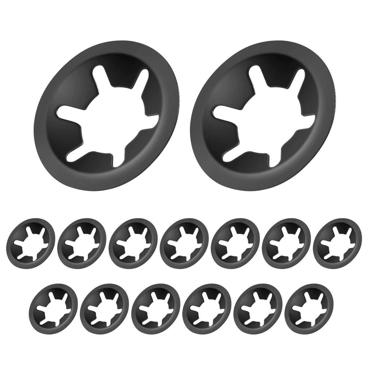Rondelle di Bloccaggio Metallo M3 x 9mm, 15 Pezzi Rondella di Bloccaggio Sicurezza Denti, Rondella di Fissaggio con Dente Interno, Nero Acciaio 65Manganese Interno Lock Rondelle