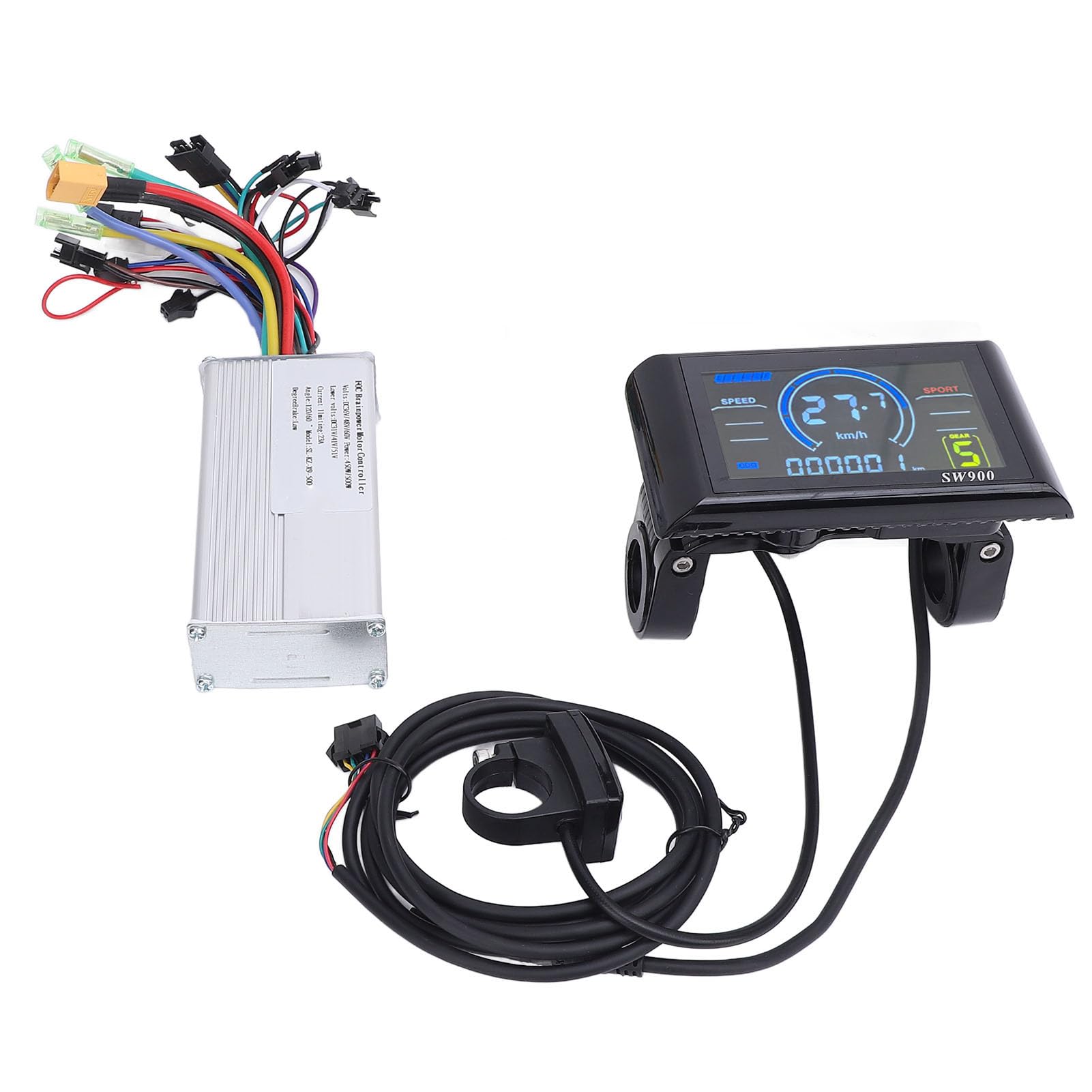 BuyWeek Kit Controller Brushless Bici Elettrica, Controller Motore Brushless 36V 48V 60V 450W 500W Centralina Bici Elettrica a Onda Sinusoidale con SW900 NFC Chiave di Induzione