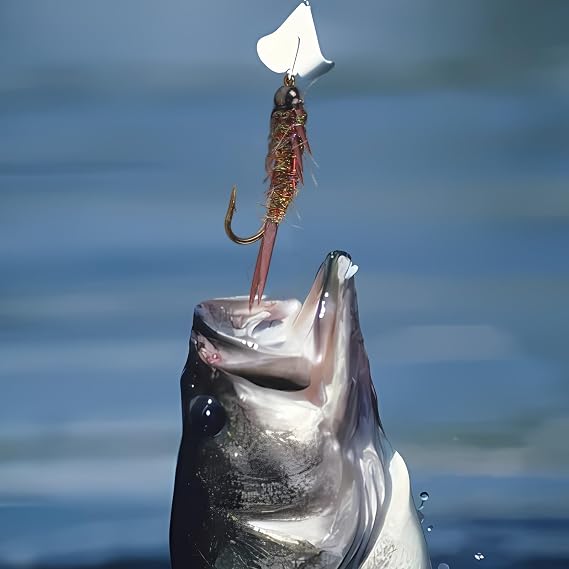 5-Pack Nymph Stonefly Fly Fishing Lures, Lifelike Insect Imitation Baits in Metal Construction, for versatile Hooks for Freshwater and Saltwater Species Including Trout and Pike, Organized Storage Box