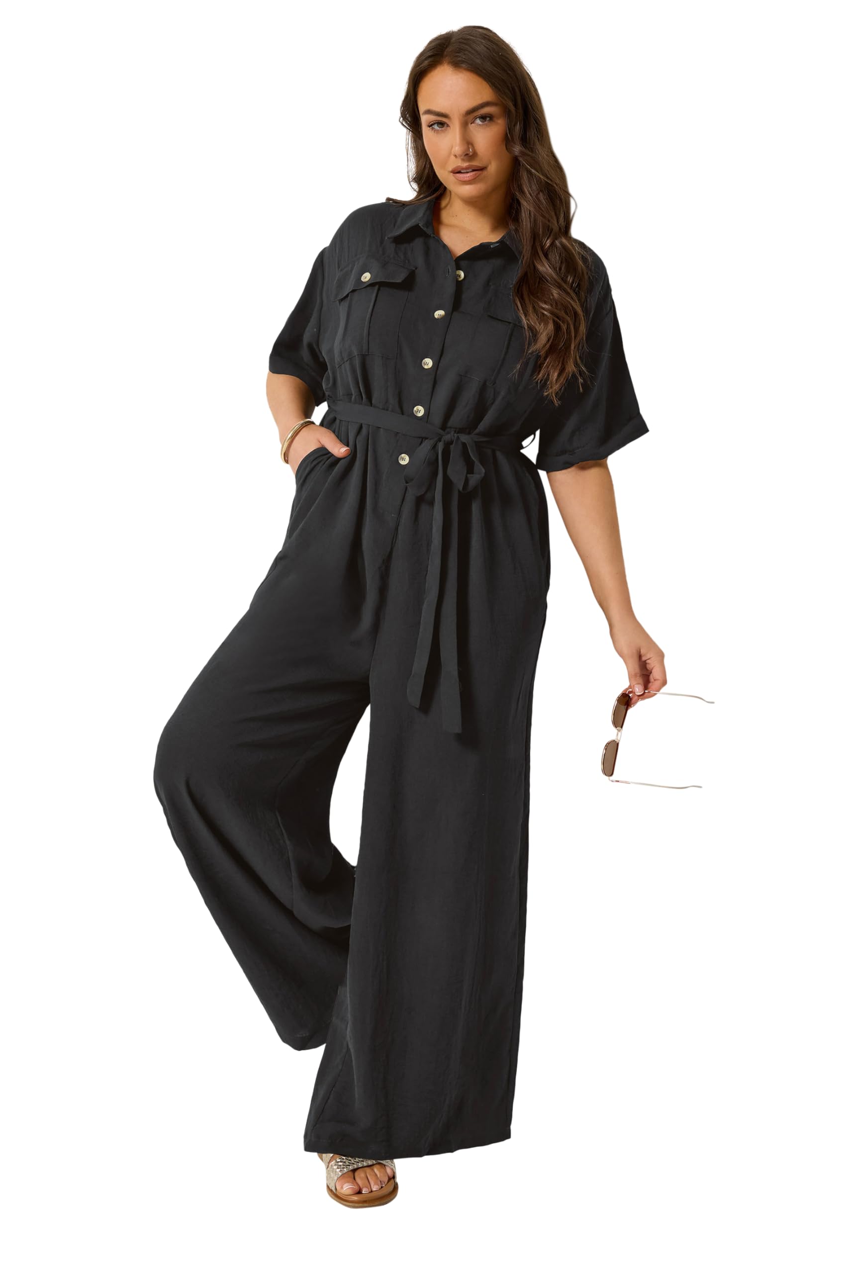 Yours Women's Black Boiler Suit In | : 26/28