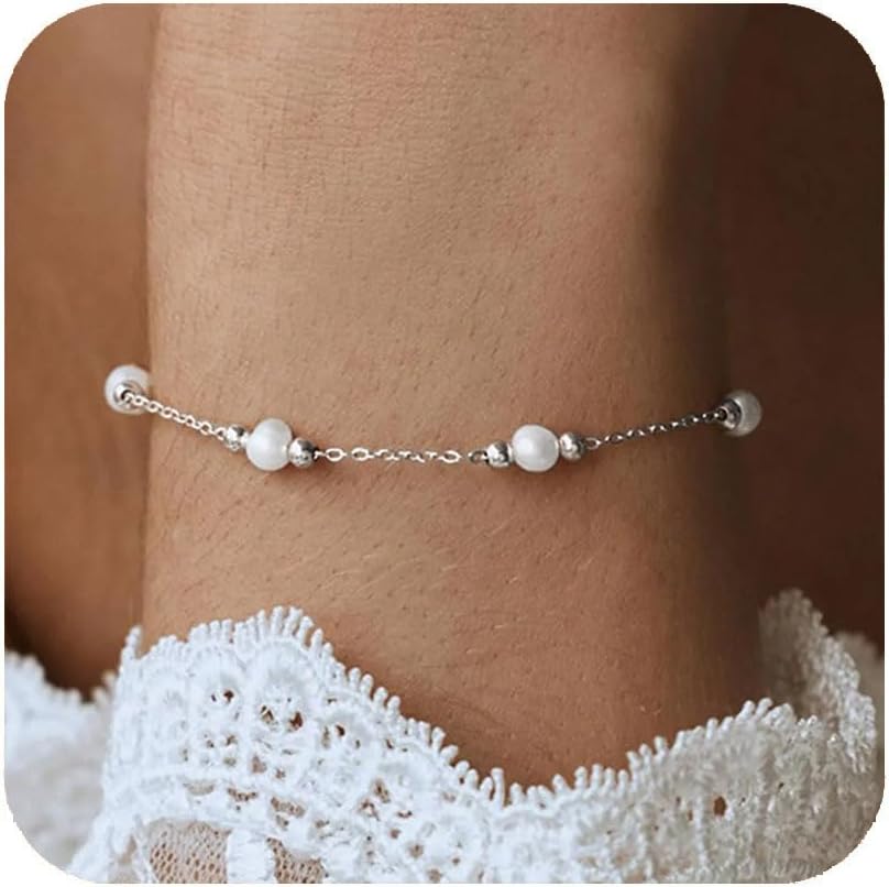 Gold Pearl Bracelets for Women Trendy Stainless Steel Non Tarnish Bracelet 18k Gold Plated Dainty Pearl Beaded Bracelets Wedding Bridesmaid Gold Jewelry Gifts Her