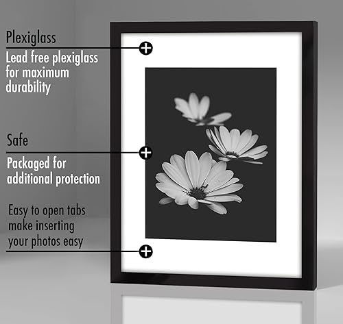 Vista 360 de Americanflat Portarretratos de 8 x 12 pulgadas con plexiglás pulido, juego de 2 portarretratos de 6 x 8 pulgadas con paspartú o para fotos de 8 x 12