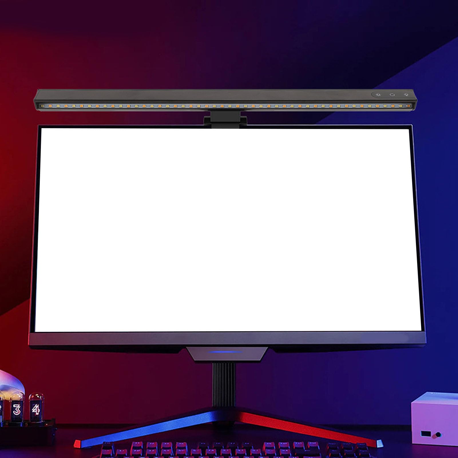 Barre Lumineuse pour Ordinateur, Lampe d'écran LED gradable Knob Clip, 15 Modes d'éclairage Contrôle Tactile pour Le Soin des Yeux Lumière d'écran alimentée par USB