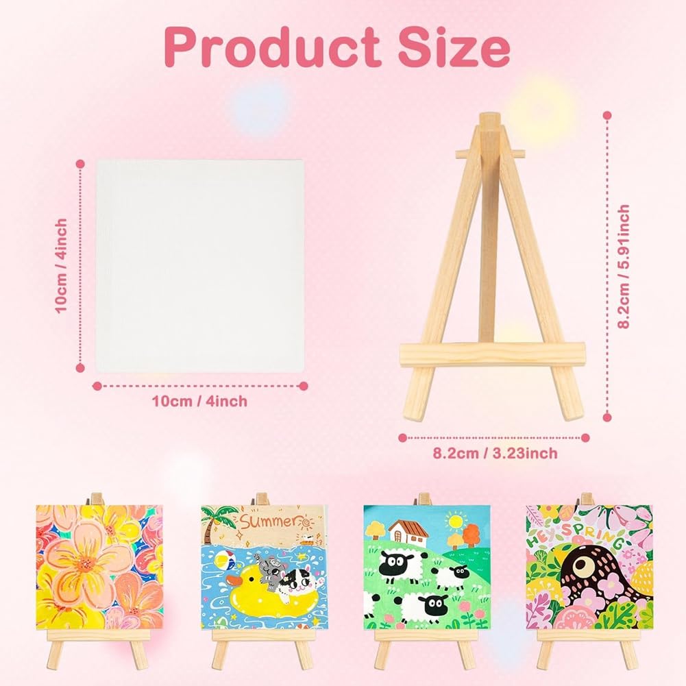 Mini-Leinwände mit Staffelei-Sets, 32er-Pack, Kleine Malleinwand mit Mini-Staffelei, 4 X 4, Kunstleinwände, Malset
