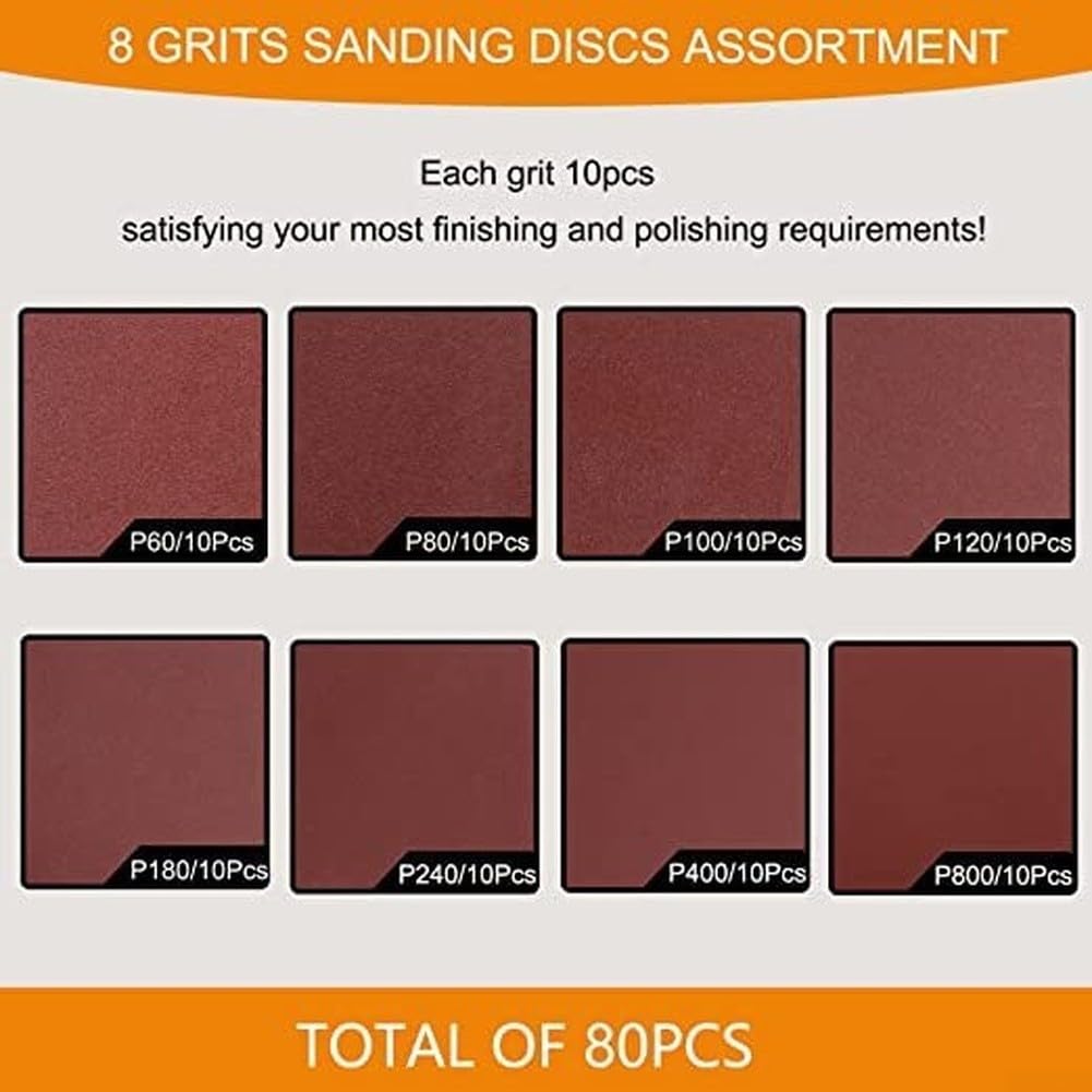Assortiment de disques abrasifs floqués et de ponçage P60 à P800 pour ponçage pré-peinture et retouches de finition