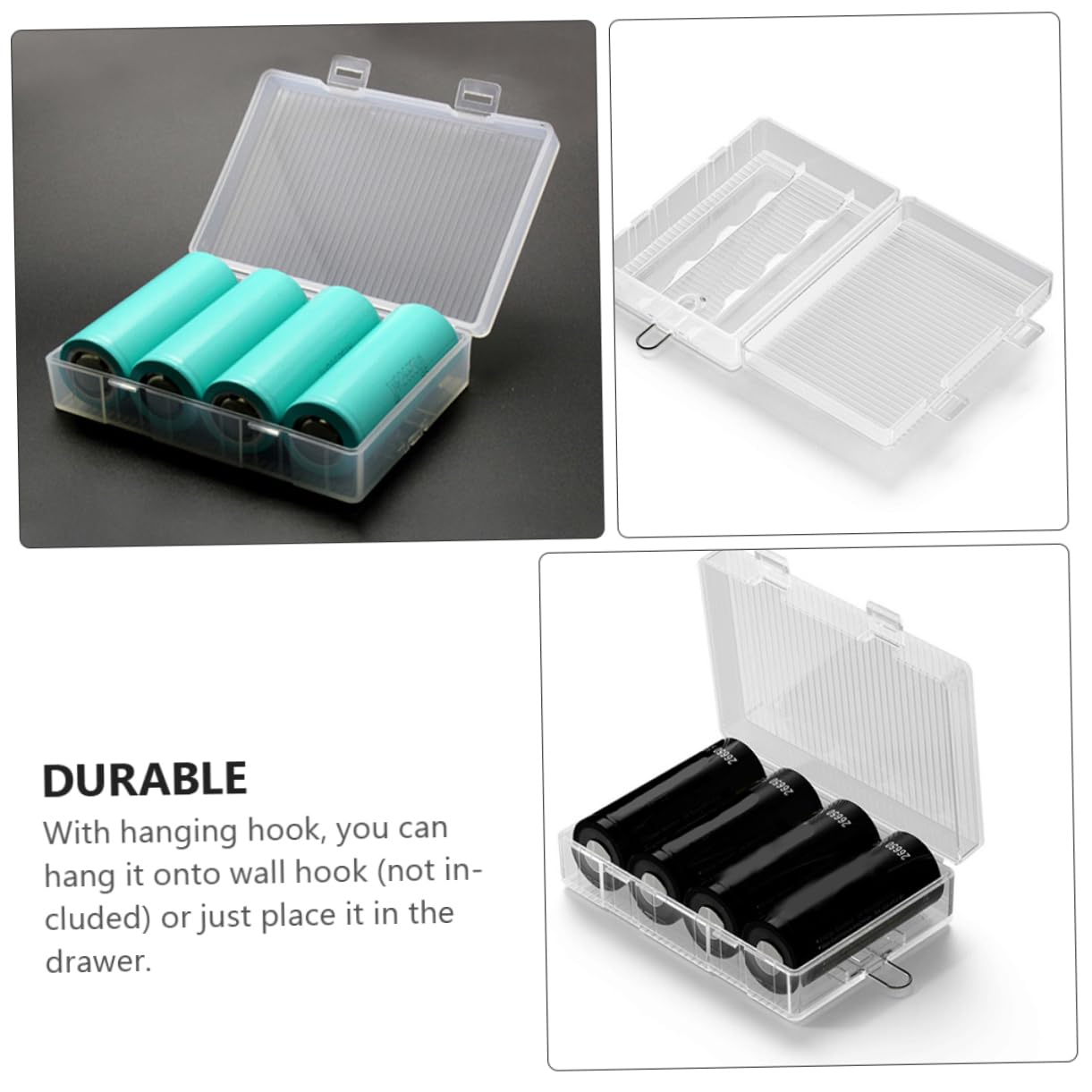 KALLORY 5PCS Battery Storage Case Compact Battery Safety Box Organizer with Snap Design Lightweight and Portable for Home and Travel Use
