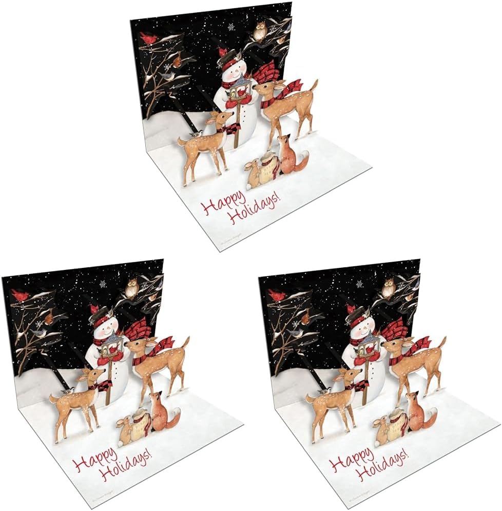 Lang Sam Snowman Pop-Up Christmas Cards (2005103) (Pack of 3)