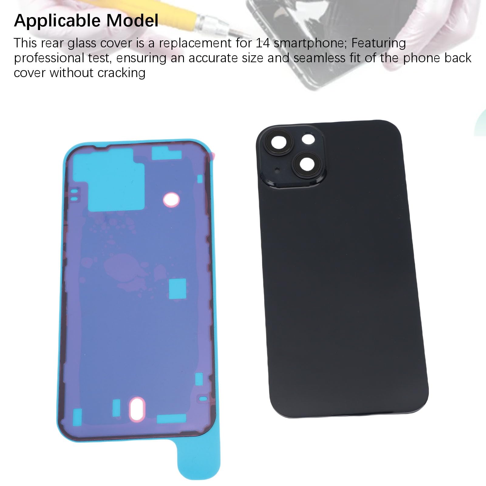 Tosuny Retro Cover Posteriore in Vetro, Sostituzione per 14 Phone | Battery Door Back Glass Cover with Camera Lens Frame, Repair Kit for 14 Smartphone
