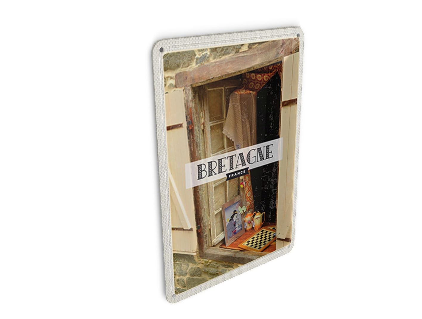 Femer Tin Postcard Travel 10 x 14 cm Brittany France Retro Art Travel Destination Sign