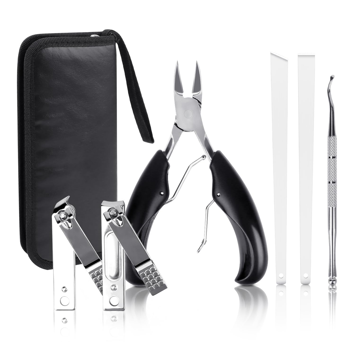 OWill Toe Nail Clippers for Thick Nails,7 PCS Toenail Clippers Set for Ingrown & Thick Nail, Professional Podiatrist Toe Nail Clippers and Ingrown Toenail Tool for Men Women (Black)