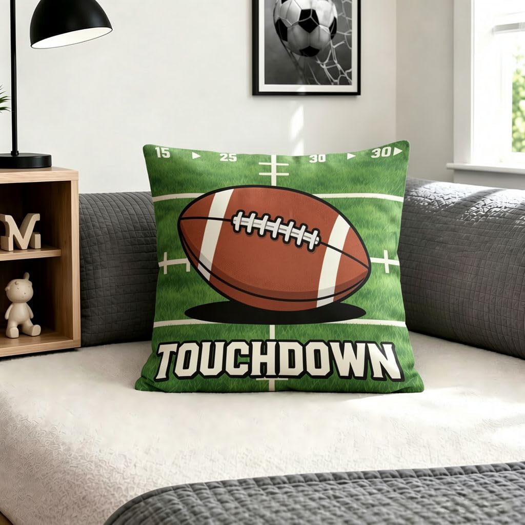 Touchdown American Football Field Pillow Covers -12x12