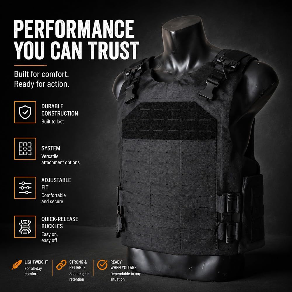 Chaleco Táctico Completo Ajustable,Protección Hombros Brazos Cuello Zona Inferior Compatible MOLLE Liberación Rápida Airsoft Paintball Actividades Al Aire Libre Disfraces