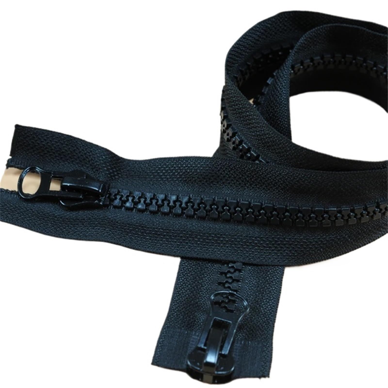 Coat Zipper Replacement Resin Double-Headed Open End for Sewing(Black Double Slider,80CM)