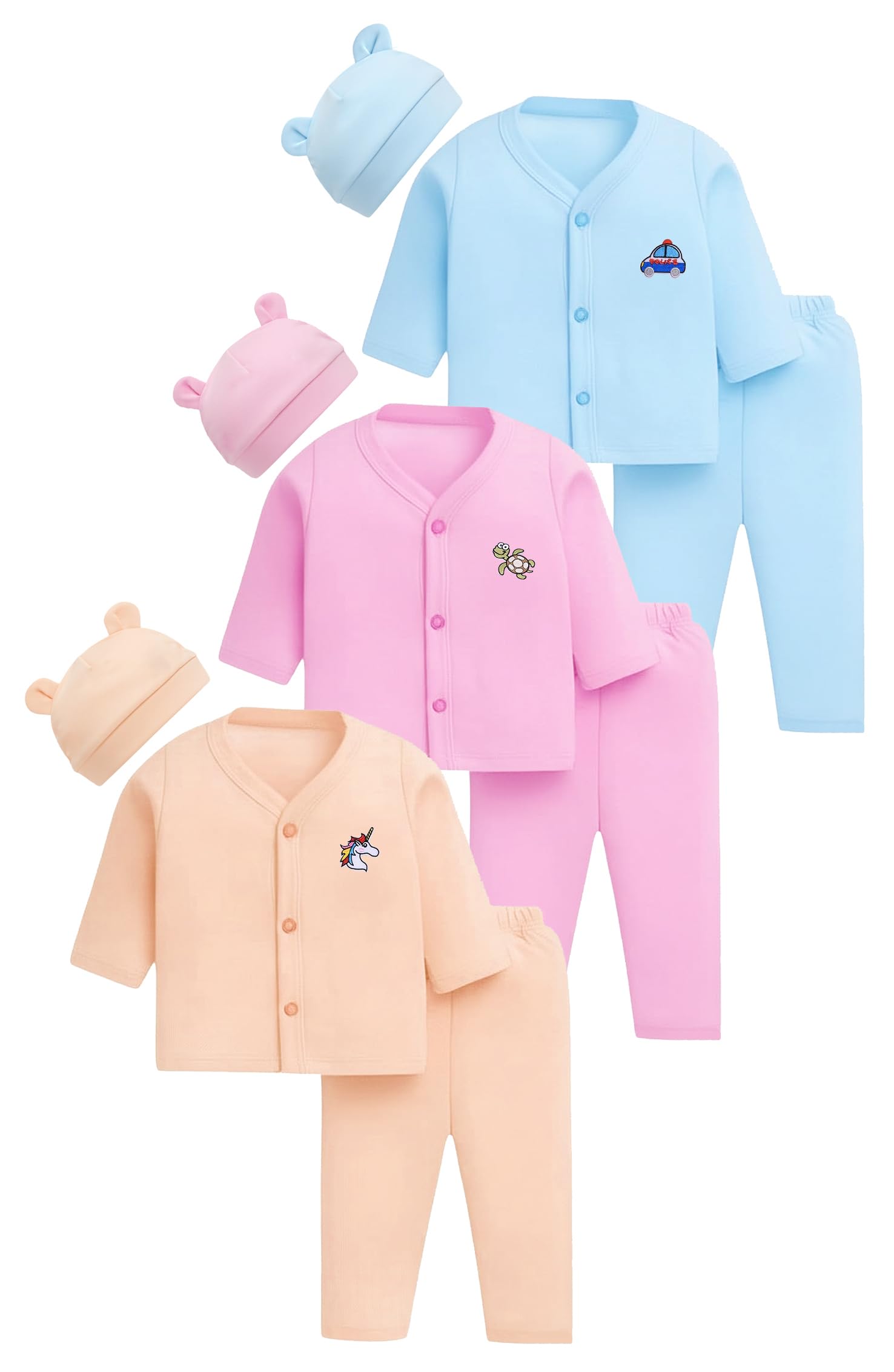Baby's Boy's & Baby Girl's Unisex Full Sleeves Cotton Dress, Vests, Jhabla, T-Shirt with Pyjama Pant Dress Combo Set for Infant Toddler New Born Baby Clothes (0-3 Months)-image-26