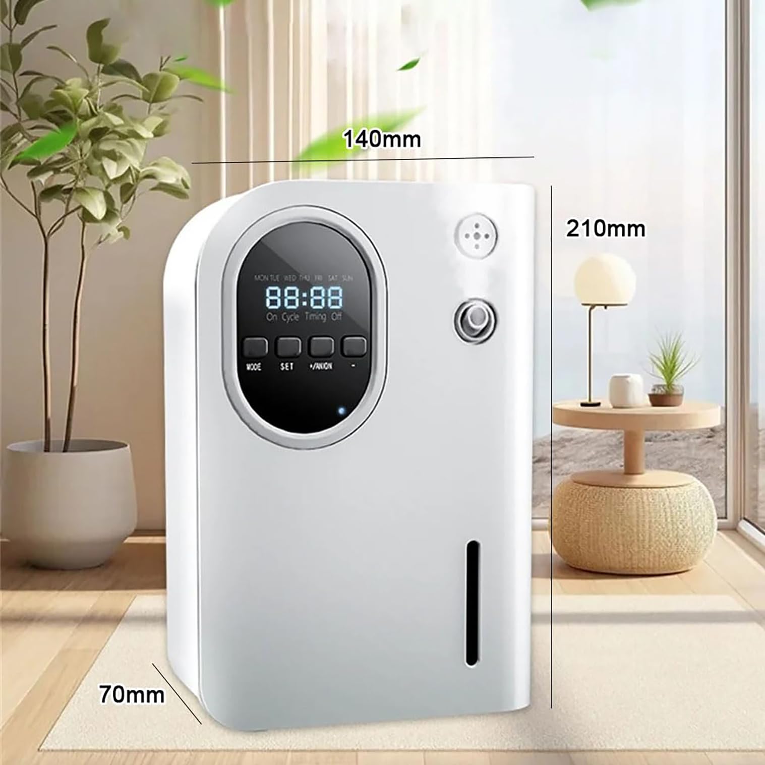 Difusor de aroma inteligente con pantalla LCD y ventilador integrado para el hogar, hotel y espacios de oficina