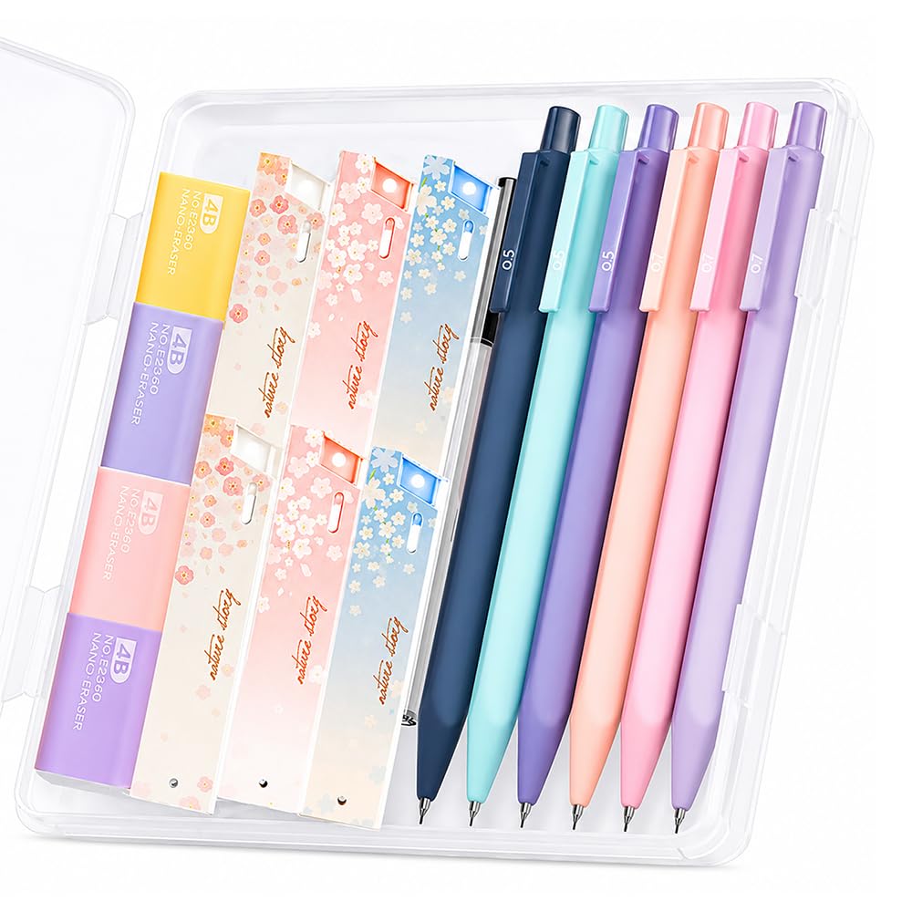 SCHUMAOYI 6 Pack 0.5/0.7mm Pastel Mechanical Pencil Set
