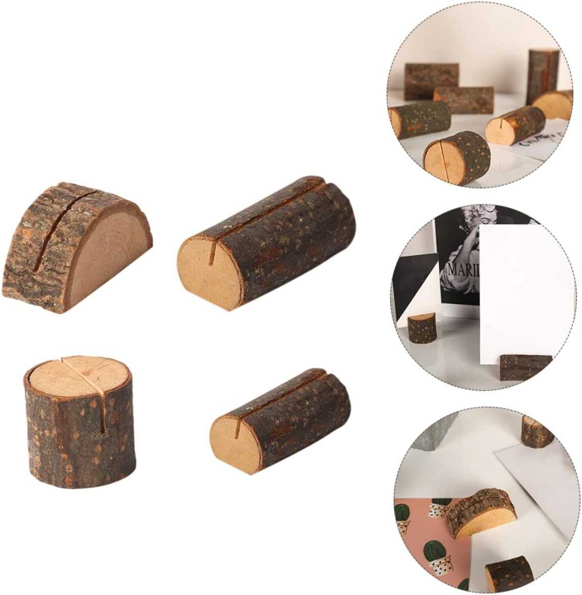 jojofuny 8pcs Wood Base Photo Clips Rustic Memo Holders for Home Decoration Multi-Functional Card Stands for Photos Postcards Notes for Office Living Room and Events