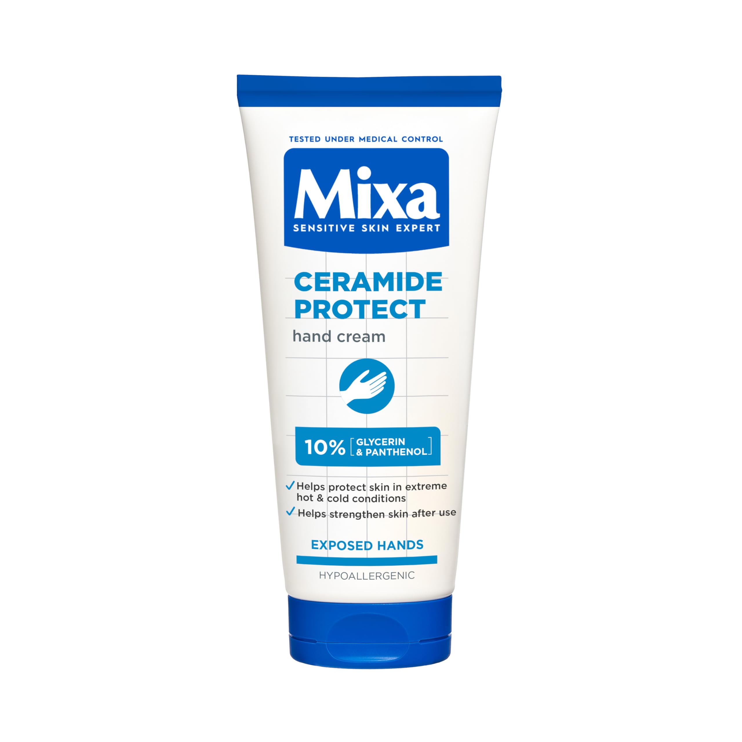 Mixa Ceramide Protect Hand Cream, Strengthening Hand Cream, Protect against Extreme Hot & Cold Conditions, Formulated with 10% Glycerin + Ceramides, Hypoallergenic, Tested on sensitive Skin, 30ml