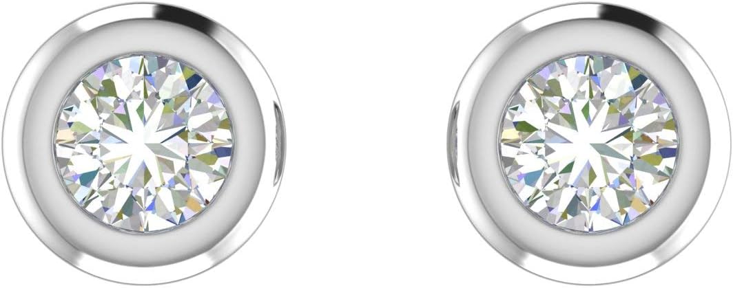 14K Gold Bezel Set Ladies Natural Diamond Stud Earrings for Women (0.25 Carat)