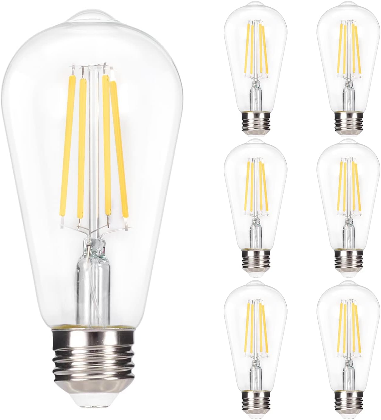 Soft White LED Vintage Filament Bulbs, Pack of 6
