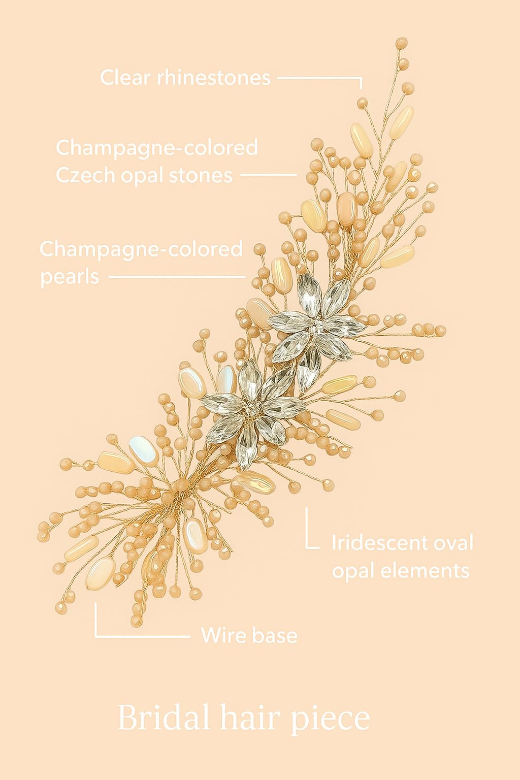 Samyak Wedding Hair Pins Handmade Pearl & Crystal Bridal Tiara Bridesmaid Hair Decoration Accessories (gold) - Image 4 thumbnail