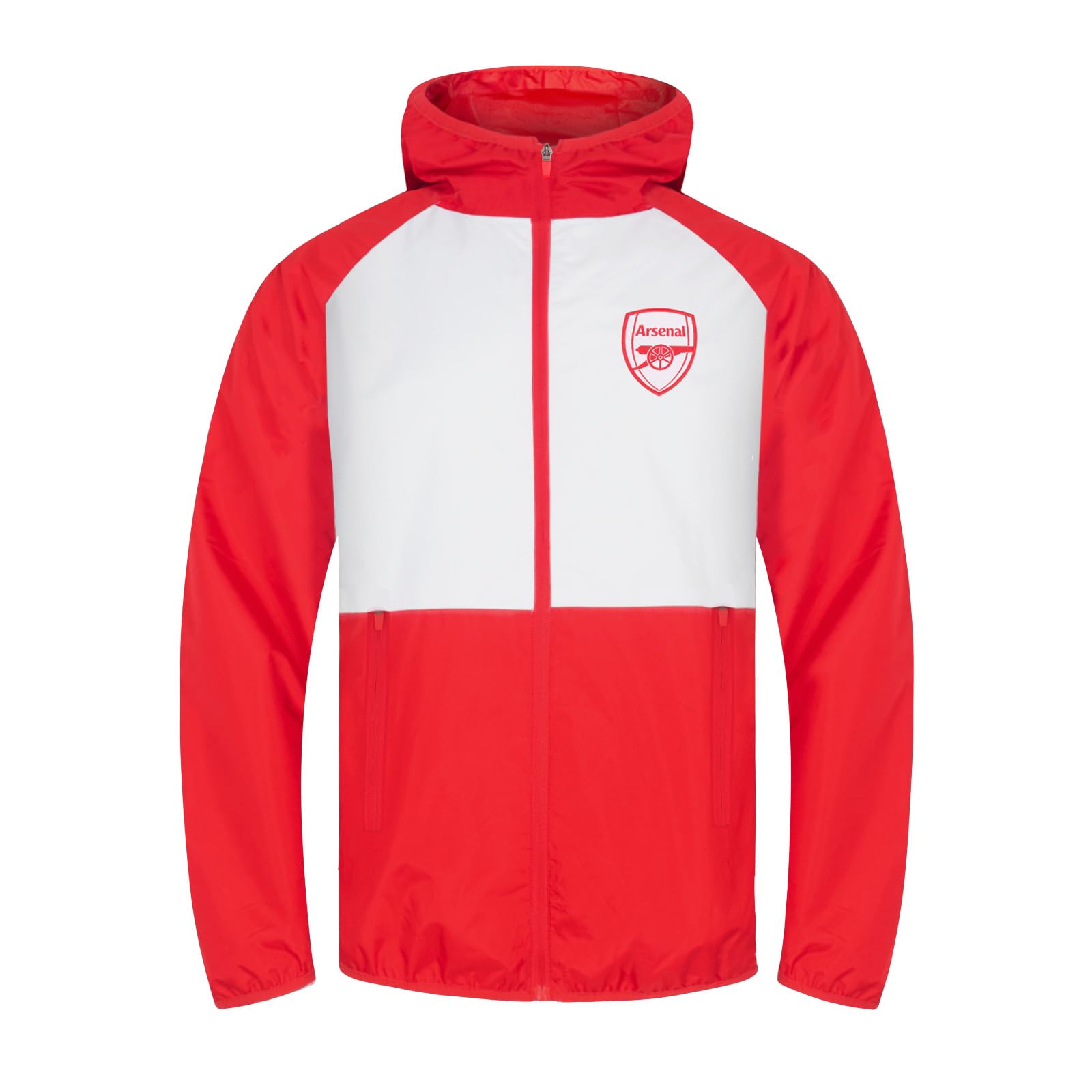 Arsenal FC Official Football Gift Mens Shower Jacket Windbreaker White Small