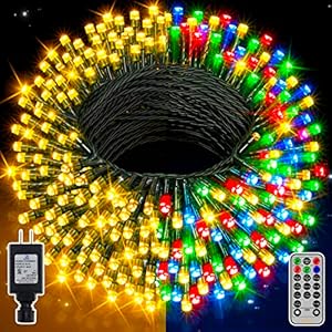 Ollny Christmas Lights Outdoor, 131FT 400 LED Christmas Tree Lights, 11 Modes Warm White and Multi Color Changing String…