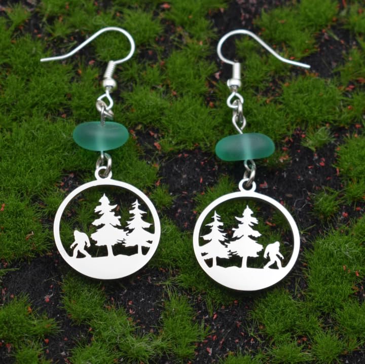 Bigfoot Wilderness Sea Glass Dangle Earrings2